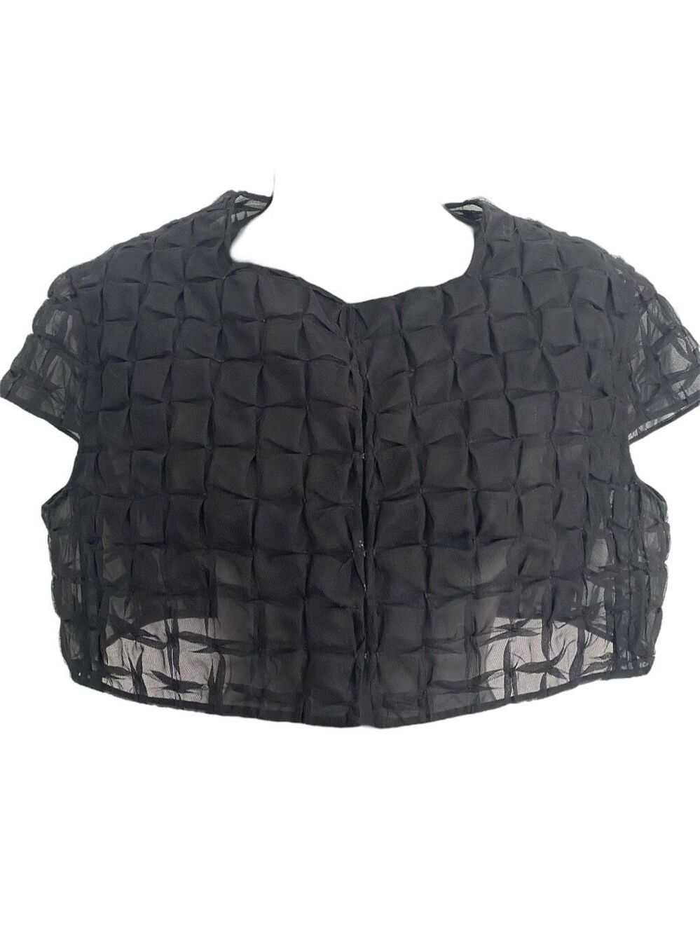 Akris Black Chiffon Cropped Cap Sleeve Top